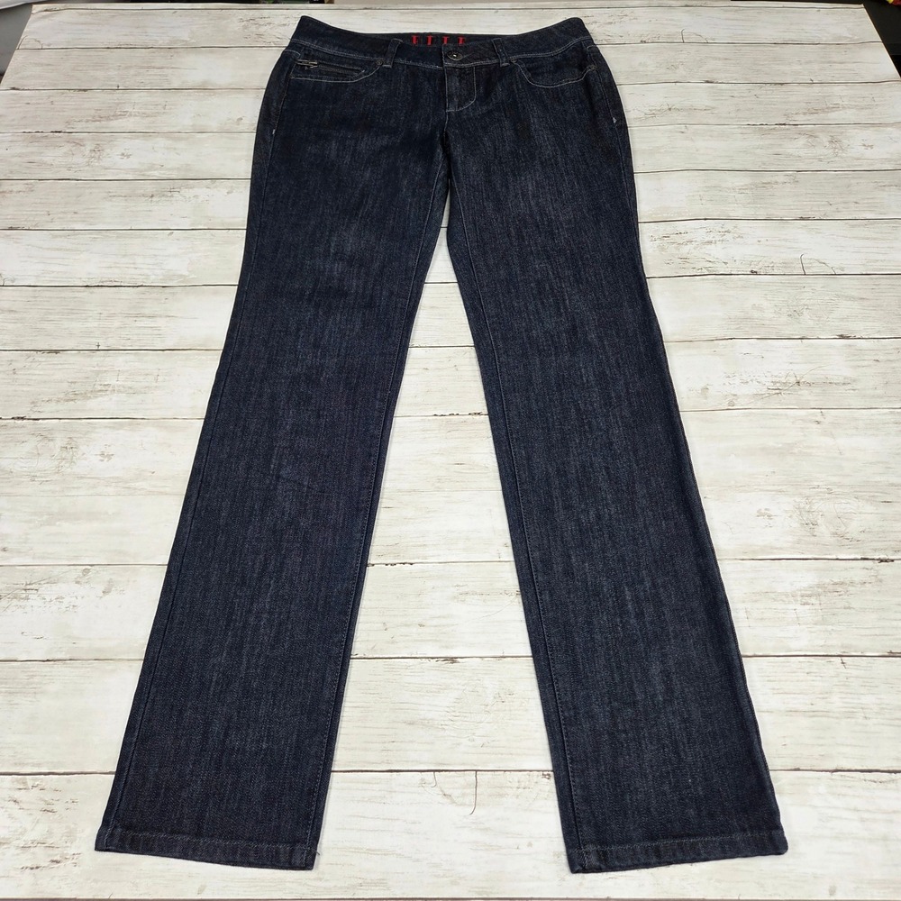 Elle Skinny Jeans Dark Wash Denim Low Rise Womens 8R Blue Zipper Pocket Stretch